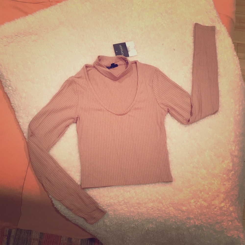 Topshop Cropped Long Sleeve Shirt